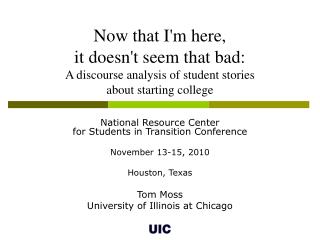 National Resource Center for Students in Transition Conference November 13-15, 2010