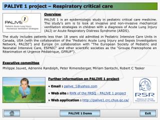 PALIVE 1 project – Respiratory critical care