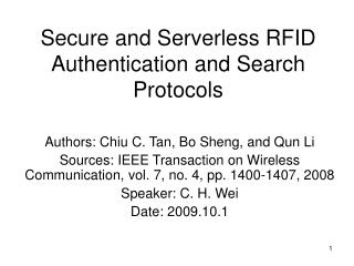 Secure and Serverless RFID Authentication and Search Protocols