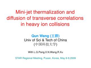 Mini-jet thermalization and diffusion of transverse correlations in heavy ion collisions