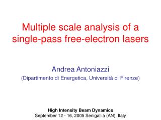 Multiple scale analysis of a single-pass free-electron lasers