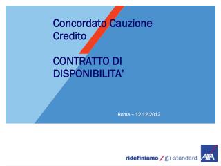 Concordato Cauzione Credito CONTRATTO DI DISPONIBILITA’