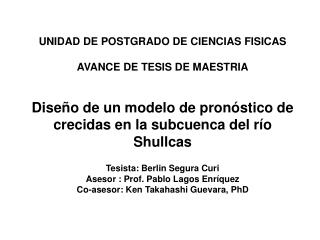 UNIDAD DE POSTGRADO DE CIENCIAS FISICAS