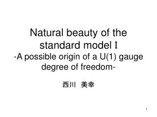 Natural beauty of the standard model I -A possible origin of a U(1) gauge degree of freedom-