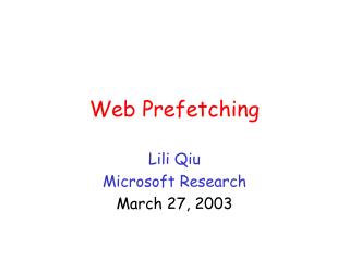 Web Prefetching