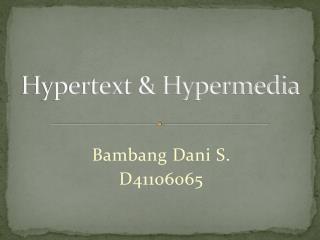 Hypertext &amp; Hypermedia