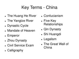 Key Terms - China