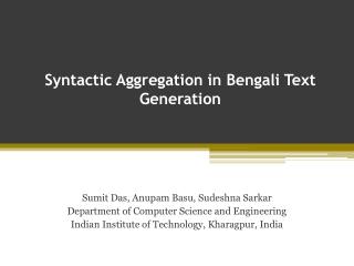 Syntactic Aggregation in Bengali Text Generation