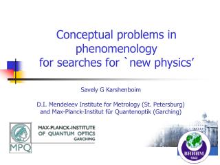 Conceptual problems in phenomenology for searches for `new physics’
