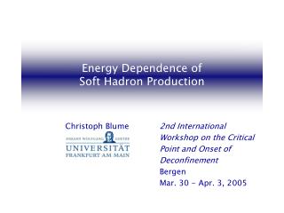 Energy Dependence of Soft Hadron Production