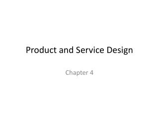 Product and Service Design