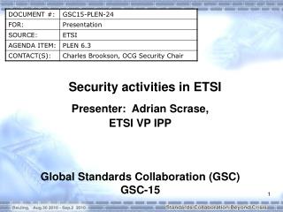 Security activities in ETSI
