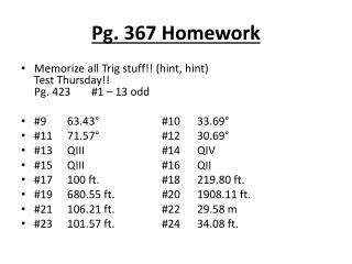 Pg. 367 Homework