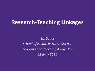 Research-Teaching Linkages