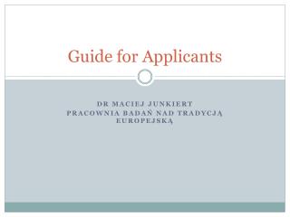 Guide for Applicants