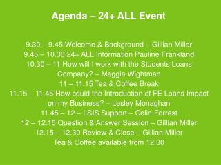 Agenda – 24+ ALL Event