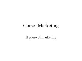 Corso: Marketing