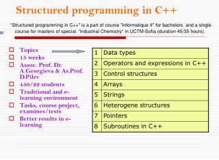 Structured p rogramm i n g in C++