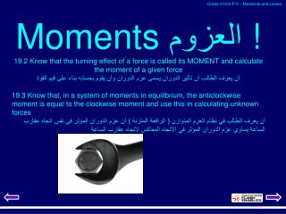 Moments العزوم !