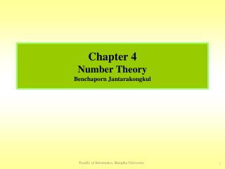 Chapter 4 Number Theory Benchaporn Jantarakongkul