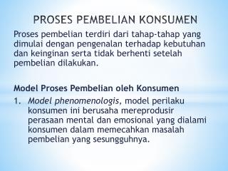 PROSES PEMBELIAN KONSUMEN