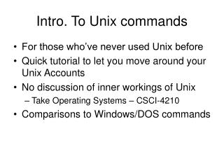Intro. To Unix commands