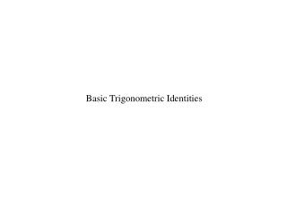 Basic Trigonometric Identities