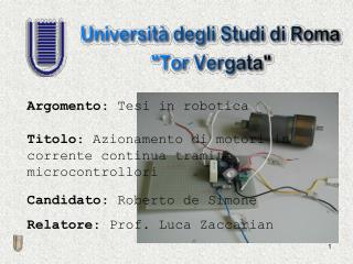 Titolo : Azionamento di motori in corrente continua tramite microcontrollori