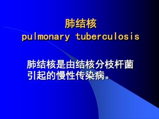 肺结核 pulmonary tuberculosis