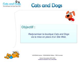 Objectif : R edynamiser la boutique Cats and Dogs via la mise en place d’un Site Web.