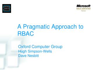 A Pragmatic Approach to RBAC
