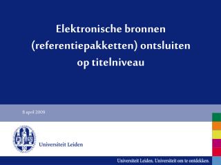 Elektronische bronnen (referentiepakketten) ontsluiten op titelniveau