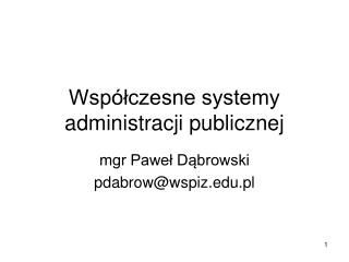 Współczesne systemy administracji publicznej