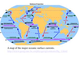 A map of the major oceanic surface currents.