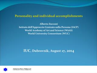 Personality and individual accomplishments Alberto Zucconi