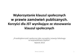 „Przedsiębiorczość społeczna jako narzędzie rozwoju lokalnego w województwie śląskim”