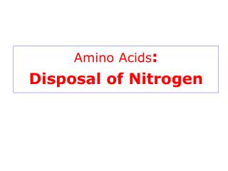 Amino Acids : Disposal of Nitrogen