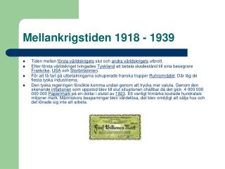 Mellankrigstiden 1918 - 1939