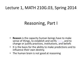 Lecture 1, MATH 210G.03, Spring 2014