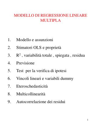 MODELLO DI REGRESSIONE LINEARE MULTIPLA