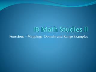 IB Math Studies II