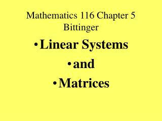 Mathematics 116 Chapter 5 Bittinger