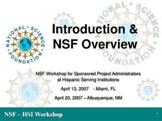 Introduction &amp; NSF Overview