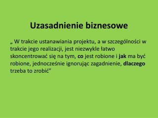 Uzasadnienie biznesowe