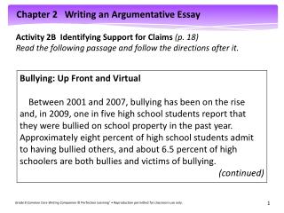 Activity 2B Identifying Support for Claims (p. 18)