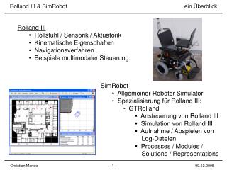 Rolland III &amp; SimRobot 		 			 ein Überblick