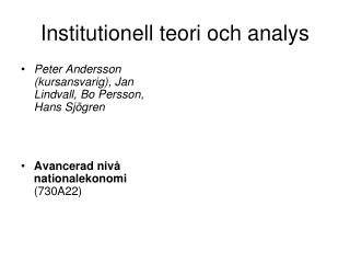 Institutionell teori och analys