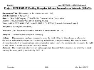 Project: IEEE P802.15 Working Group for Wireless Personal Area Networks (WPANs)