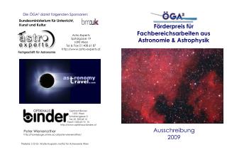 Förderpreis für Fachbereichsarbeiten aus Astronomie &amp; Astrophysik