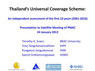 Thailand’s Universal Coverage Scheme: